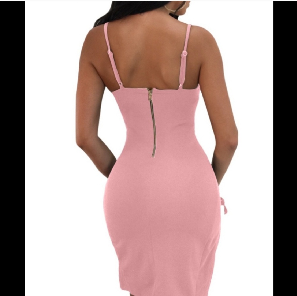 Pink Spaghetti Strap Bodycon Dress - Picture 3 of 5